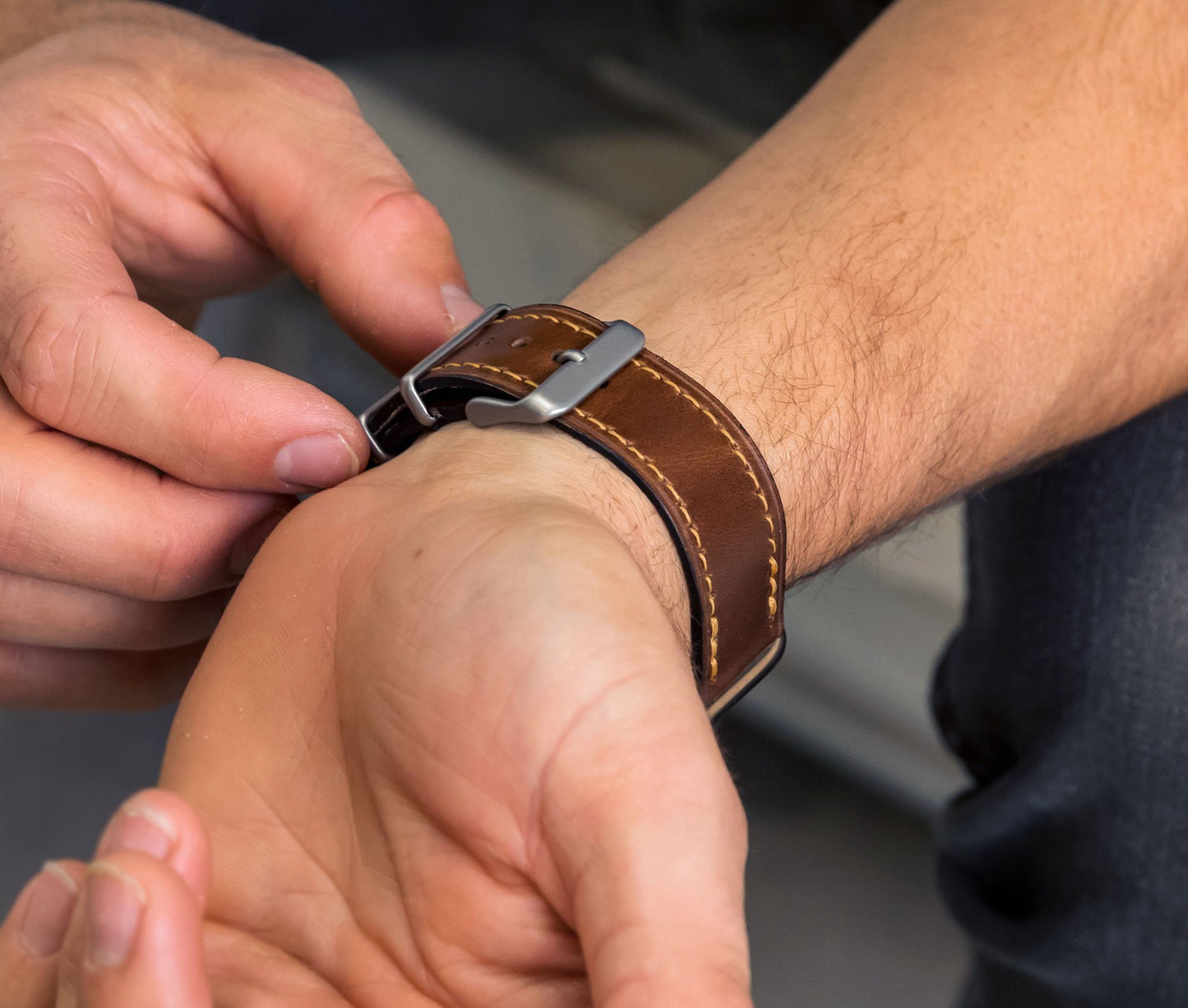 Premium Genuine Leather Apple Watch Band – Handcrafted & Customizable