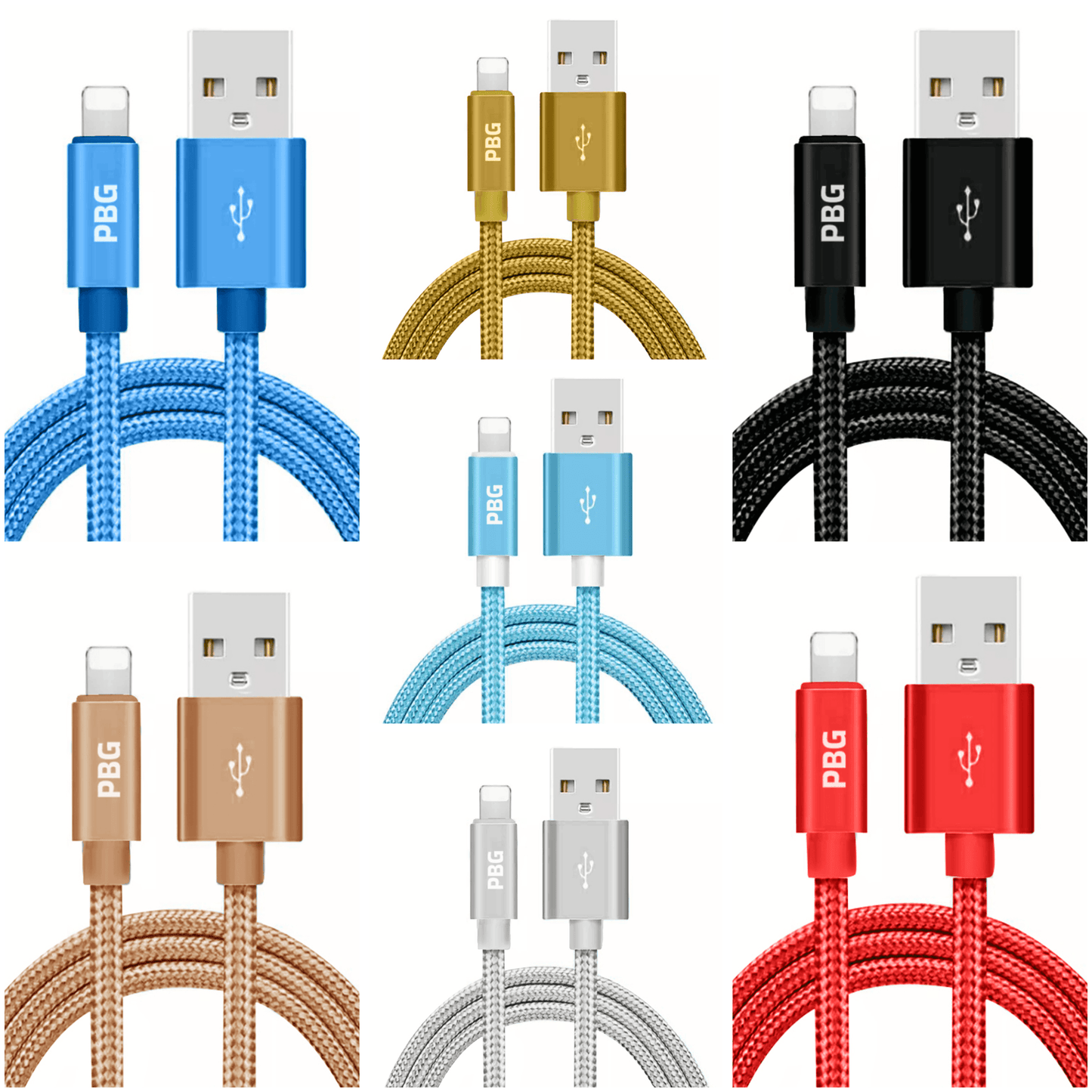 PBG 10FT Braided Charging Cable – Fast & Durable for iPhone & iPad